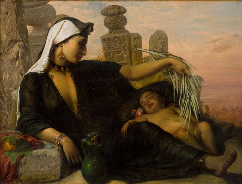 Egyptian Fellah woman with her child.